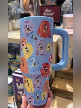 Disney Parks 2026 Mickey Mouse Sweater All Over Print Metal Tumbler Cup 33oz New